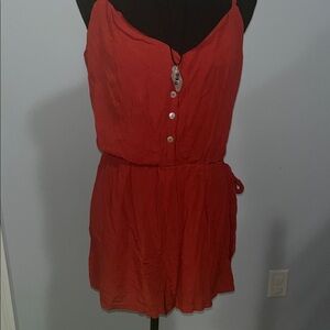 Lily Rose Red Button-Front Romper